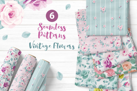 Download Vintage Spring Flower Seamless Patterns - Seamless pattern Collection
