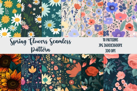 Download Spring Flowers Seamless Patterns 1 - Seamless pattern Collection