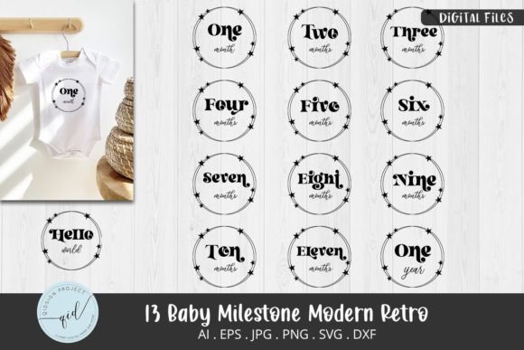 Download 13 Set Baby Milestone Modern Retro SVG - Premium Resources