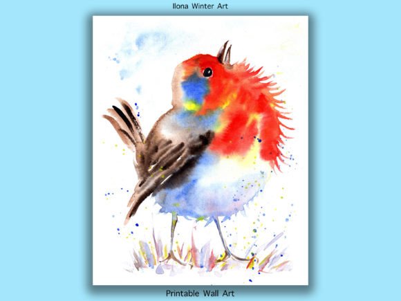 Download Watercolor Robin Printable Wall Art - Printable wall art Collection