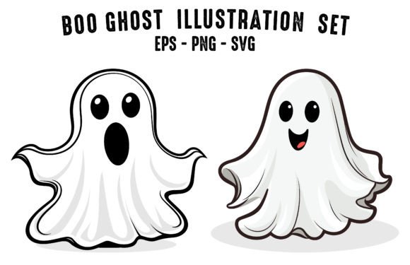 Download Halloween Cute Boo Ghost Vector Set - Cute Collection